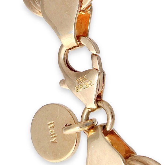 Dolce Vita 18K Gold Plated Bronze Necklace Graduated Triple Link Made in Italy - Picture 5 of 5